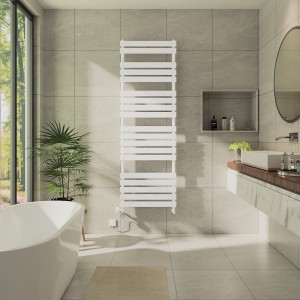 Juva 1800 x 600mm Dual Fuel White Flat Panel Thermostatic Touch Control Wifi Electric Heated Towel Rail