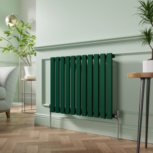 Lulea 600 x 760mm Moss Green Single Flat Panel Horizontal Designer Radiator