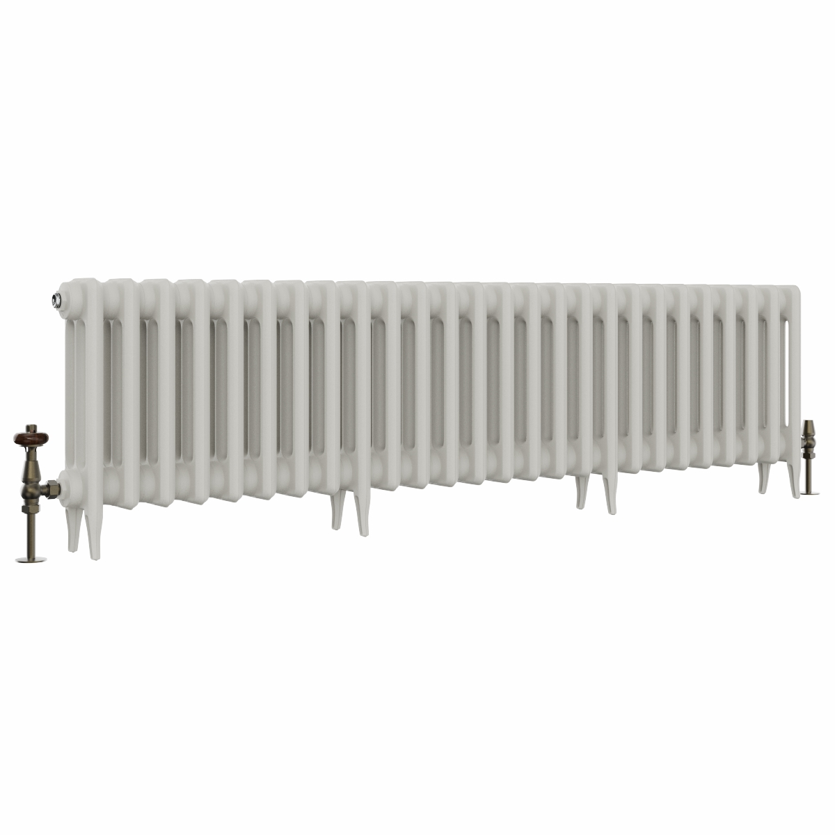 Classic  450 x 1646mm Porcelain White Triple Column Cast Iron Radiator - 26 Sections
