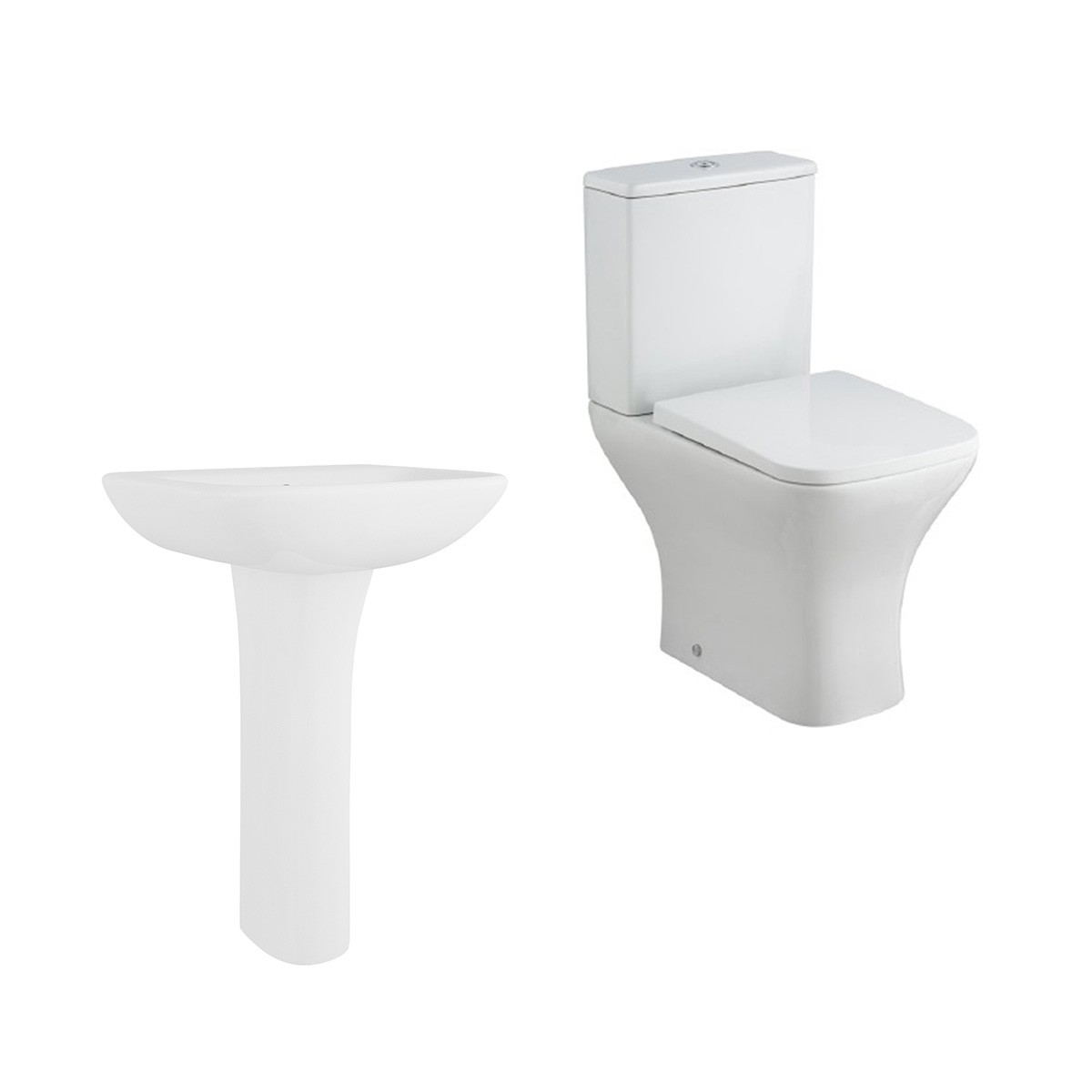 Feel Curved Close Coupled Toilet with 560mm Basin Cloakroom Suite