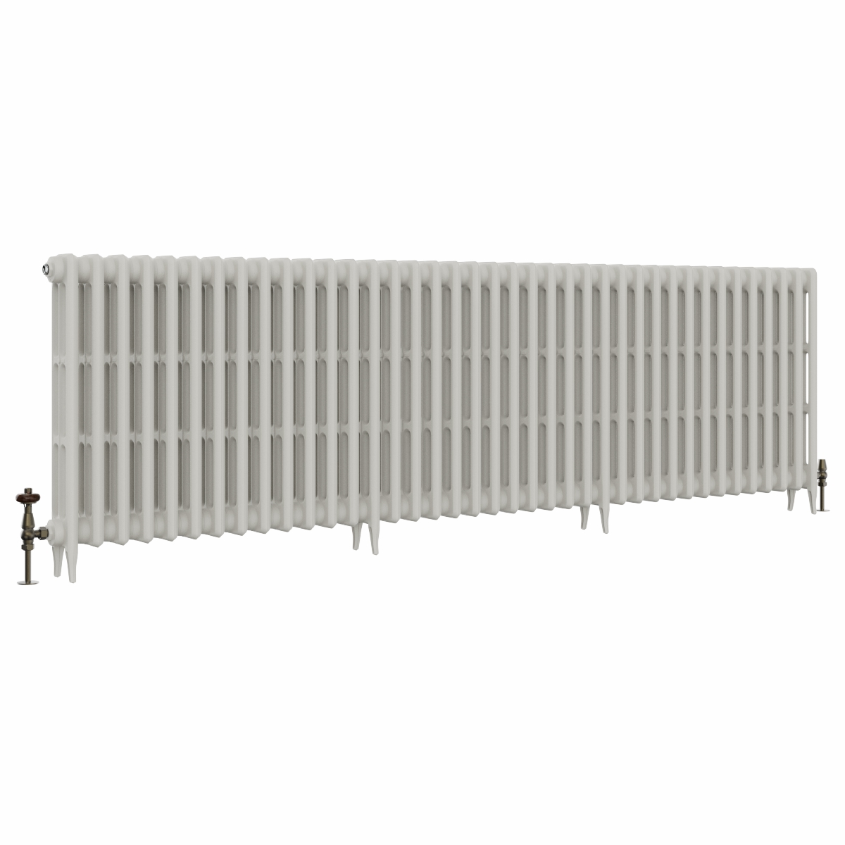 Classic  745 x 2452mm Porcelain White Triple Column Cast Iron Radiator - 39 Sections
