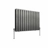 Karlstad 600 x 886mm Black Silver Double Horizontal Flat Panel Designer Radiator