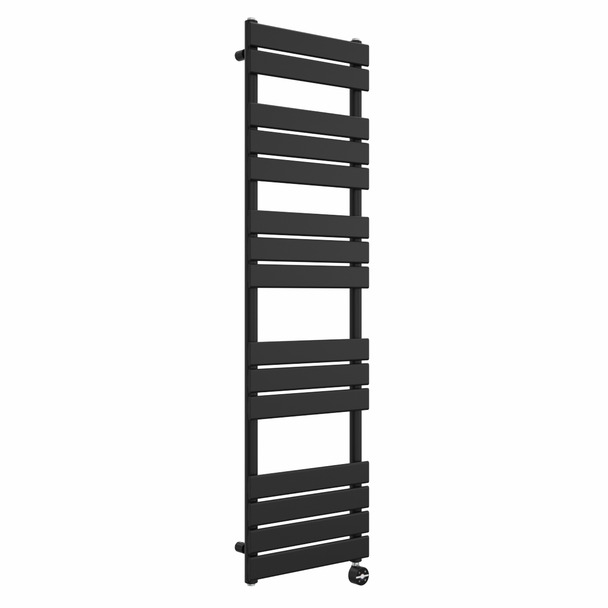 Juva 1600 x 450mm Satin Black Flat Panel Thermostatic Touch Control Electric Heated Towel Rail