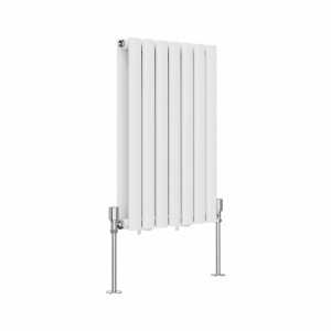 Norden 600 x 414mm White Double Horizontal Oval Tube Designer Radiator