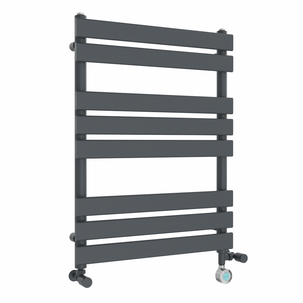 Juva 800 x 600mm Dual Fuel Sand Grey Flat Panel Thermostatic Touch Control Electric Heated Towel Rail