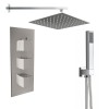 Beauly Chrome Triple Square Handle Concealed Valve Built in Diverter with 200mm Square Shower Head and Hand Shower (3 Outlet)