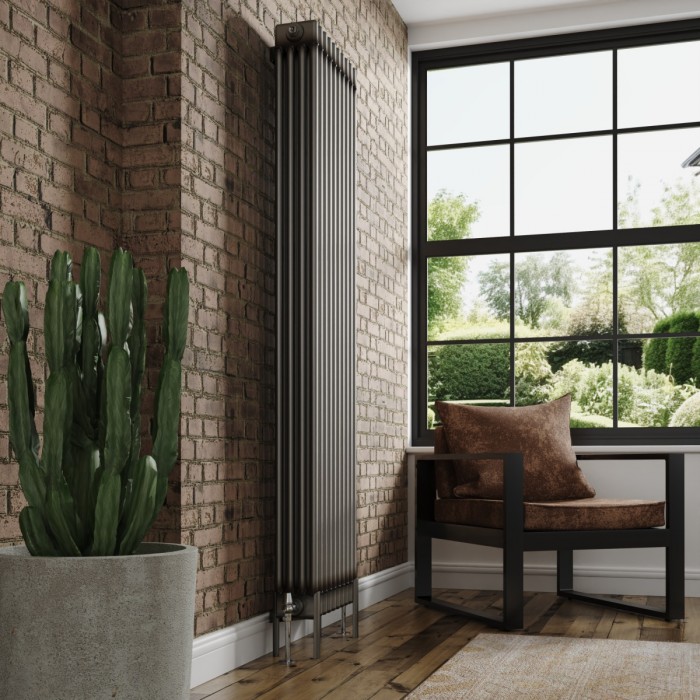 Raw Metal Slim Column Radiator Milano Windsor Vertical Traditional
