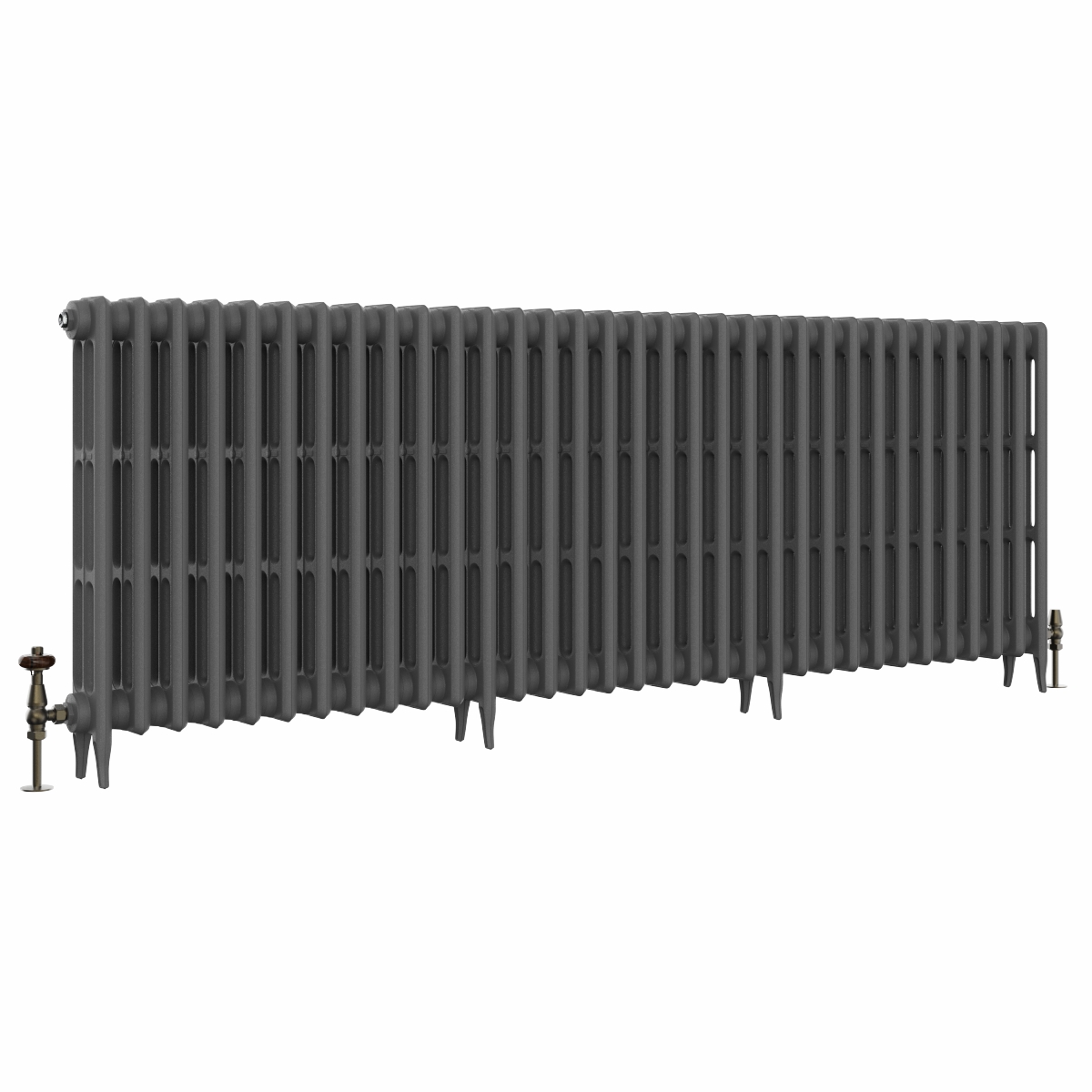 Classic  745 x 2080mm Farrow & Ball Railings Grey Triple Column Cast Iron Radiator - 33 Sections
