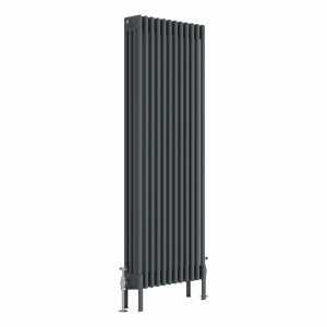 Bern 1500 x 560mm Anthracite Four Column Vertical Traditional Radiator