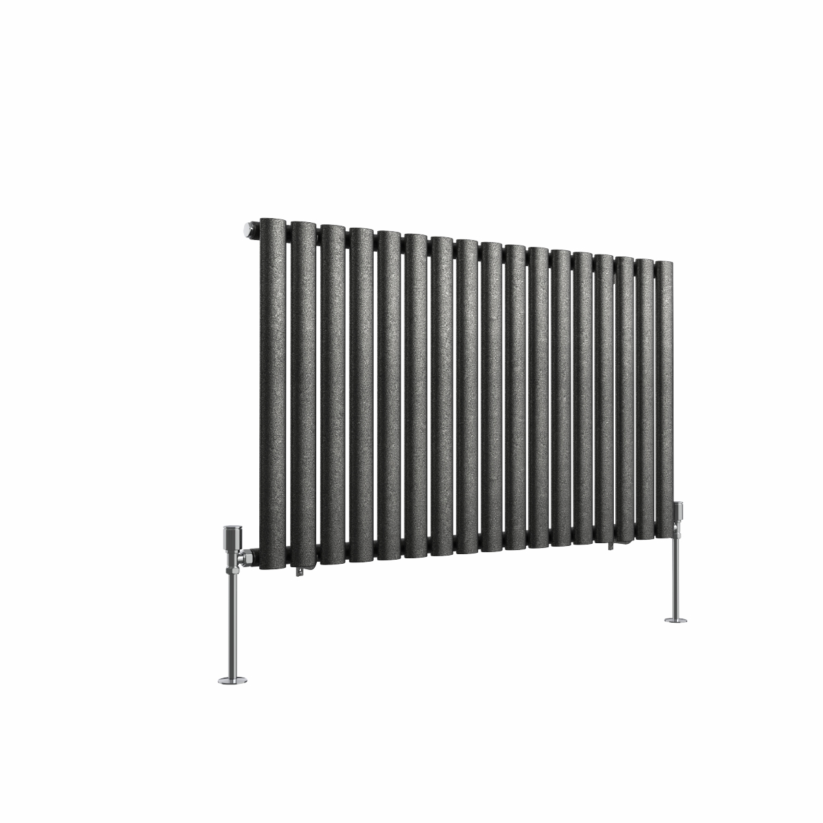 Norden 600 x 1004mm Black Silver Single Horizontal Oval Column Designer Radiator
