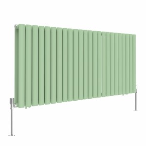 Norden 600 x 1417mm Pastel Green Double Oval Column Horizontal Designer Radiator
