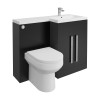 Calm Matt Black Right Hand Combination Vanity Unit Basin L Shape with Back to Wall Calgary Toilet & Soft Close Seat & Concealed Cistern - 1100mm
