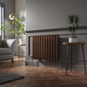 Lulea 600 x 760mm Black Copper Single Horizontal Flat Panel Designer Radiator