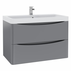 Avon Gloss Grey Wall Hung Basin Drawer Vanity Unit - 800mm