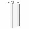 Wasdale 900mm Black Walk Through Wet Room Screen with 300mm Hinged Return Screen & L- Shape Support Arms 