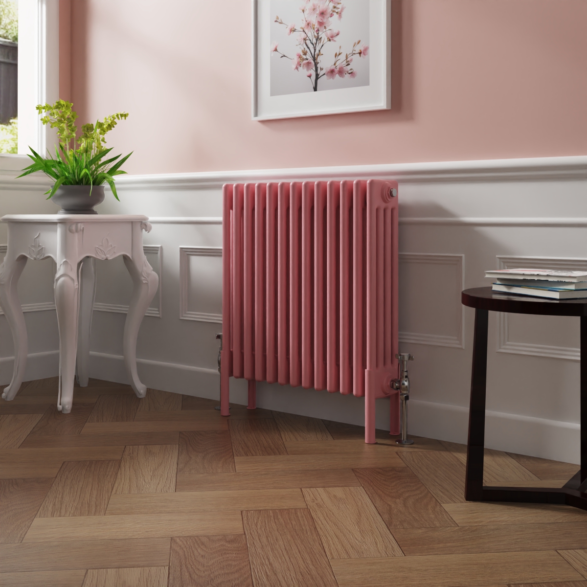 Bern 600 x 605mm Rose Pink Four Column Horizontal Traditional Radiator
