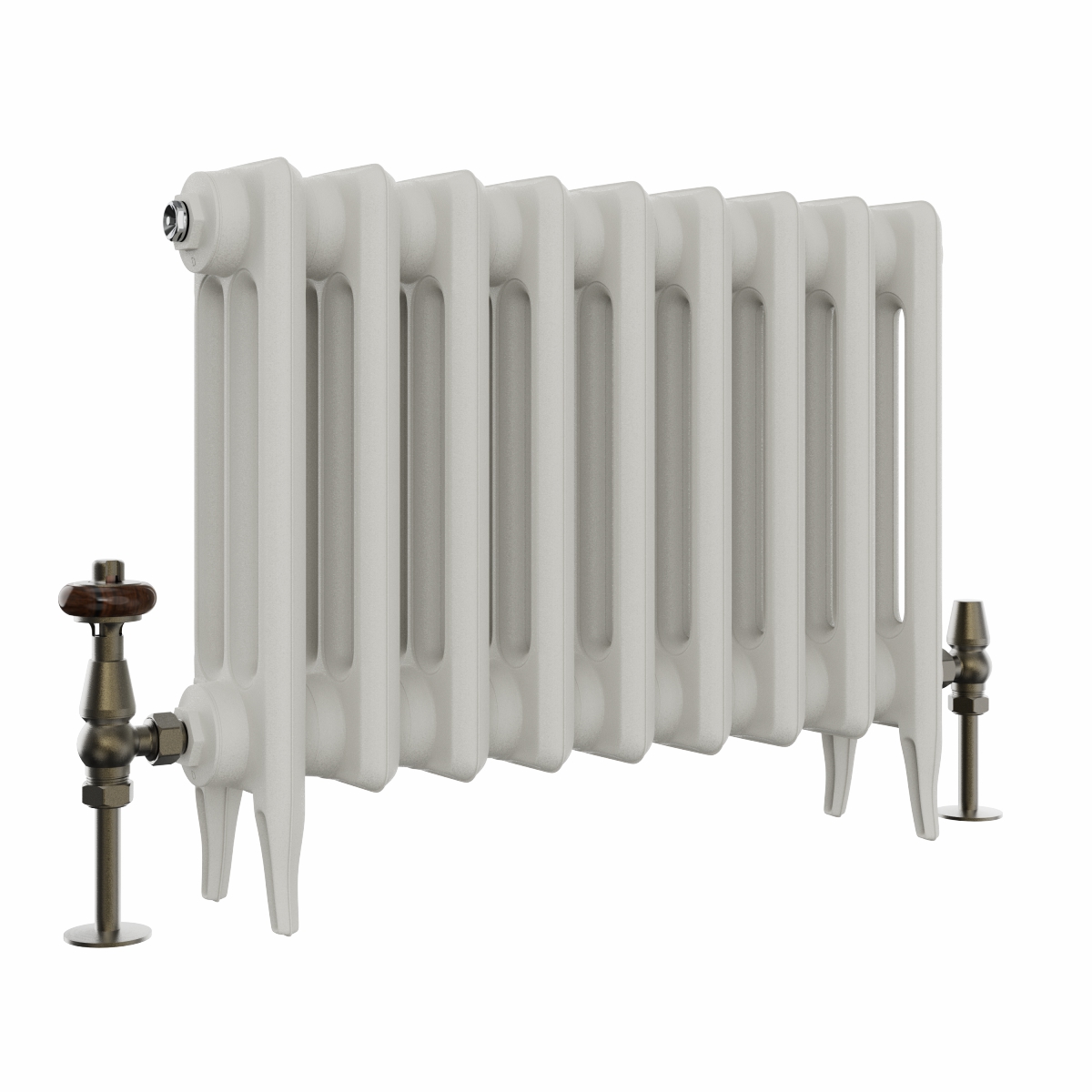 Classic  450 x 592mm  Porcelain White Triple Column Cast Iron Radiator - 9 Sections