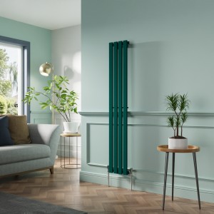 Lulea 1600 x 270mm Blue Green Single Flat Panel Vertical Designer Radiator