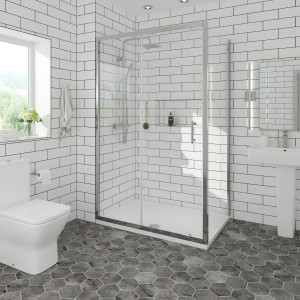 Ennerdale 1300mm Sliding Door with 1000mm Side Panel - Chrome