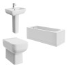 Feel 600 Modern Bathroom Suite with Back to Wall Toilet and Essential Single Ended Bath - 1700 x 700mm - Front & End Bath Panel Included