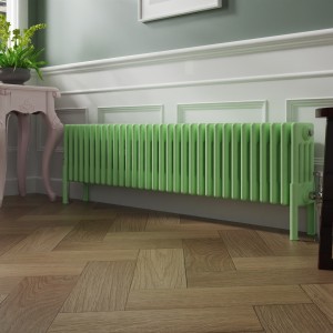 Bern 300 x 1460mm Traditional Pastel Green Horizontal Four Column Radiator