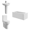Calgary Modern Bathroom Suite with Close Coupled Toilet and Essential Single Ended Bath - 1500 x 700mm - Front & End Bath Panel Included