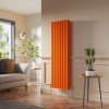 Lulea 1600 x 480mm Bright Orange Double Flat Panel Vertical Designer Radiator