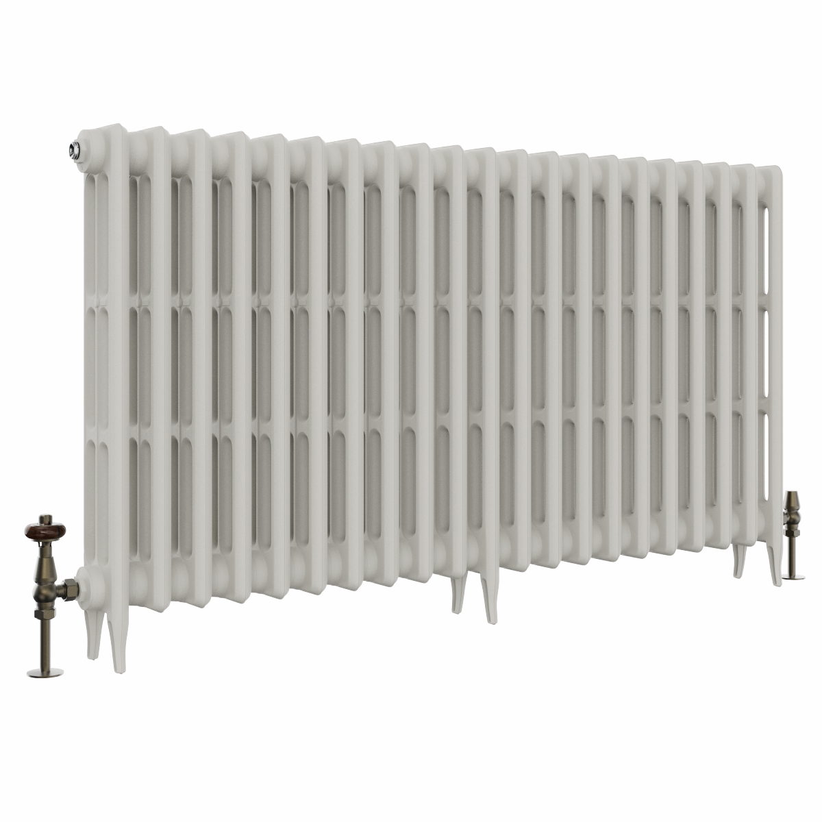 Classic  745 x 1336mm Porcelain White Triple Column Cast Iron Radiator - 21 Sections