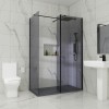 Wasdale 760mm Wet Room Screen, 700mm Wet Room Screen with 200mm Wet Room Return Screen - Black Smoked