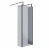 Wasdale 760mm Black Smoked Walk Through Wet Room Screen with 300mm Hinged Return Screen & L- Shape Support Arms 