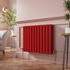 Lulea 600 x 760mm Signal Red Double Flat Panel Horizontal Designer Radiator