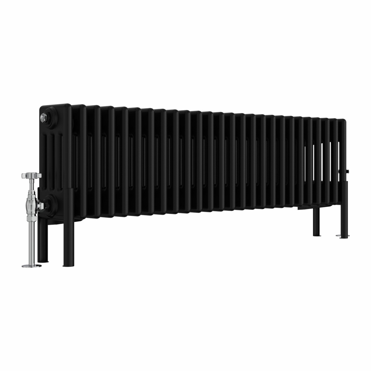 Bern 300 x 1190mm Black Four Column Horizontal Traditional Radiator