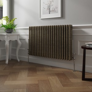 Bern 600 x 1010mm Black Gold Triple Column Horizontal Traditional Radiator