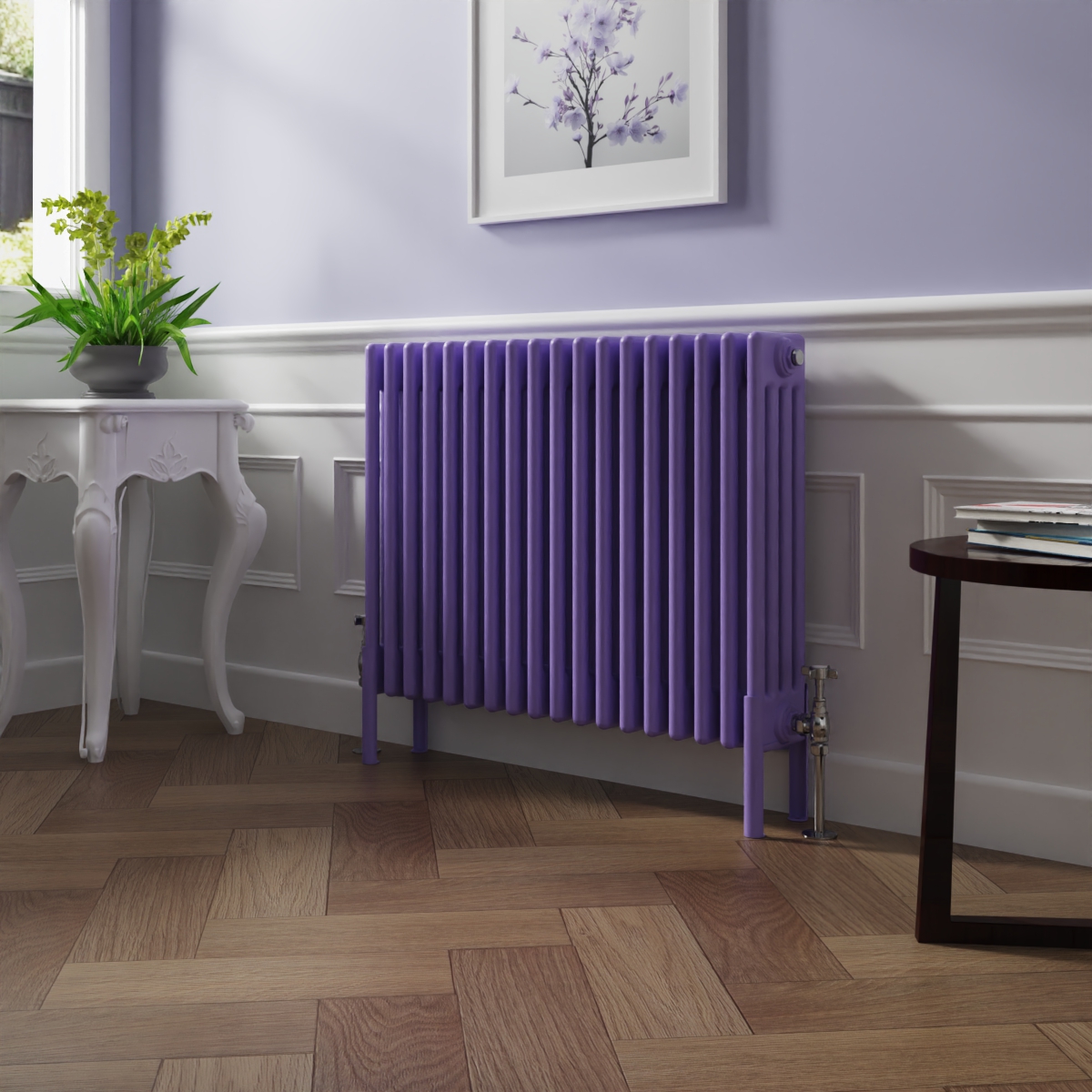 Bern 600 x 830mm Elegant Purple Four Column Horizontal Traditional Radiator