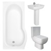 RAK Series 600 Modern Bathroom Suite and P-Shape Shower Bath- Choice of Size and Panel