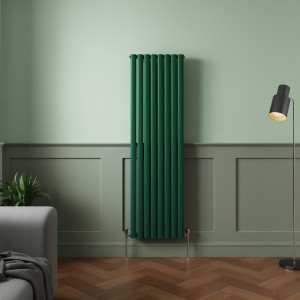 Norden 1600 x 473mm Moss Green Double Oval Column Vertical Designer Radiator