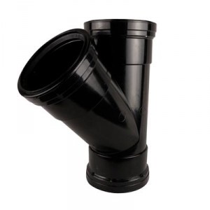 Soil Push Fit 110mm Triple Socket 45 Degree Tee Black