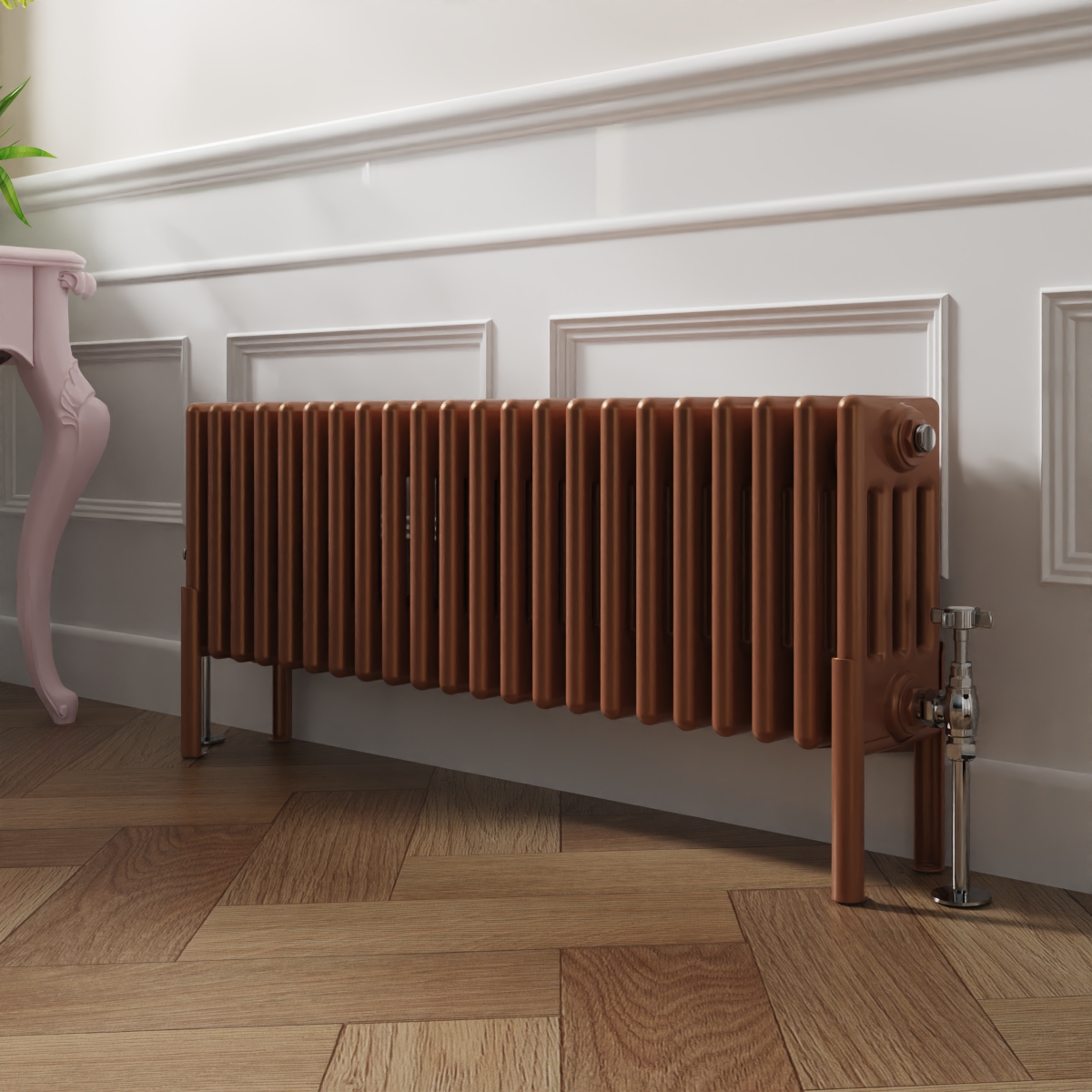 Bern 300 x 1010mm Traditional Metallic Bronze Horizontal Four Column Radiator