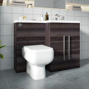 Calm Grey Right Hand Combination Vanity Unit with RAK-Series 600 Toilet & Soft Close Seat & Concealed Cistern - 1100mm