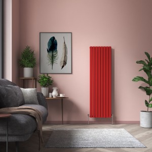 Karlstad 1800 x 546mm Signal Red Double Flat Panel Vertical Designer Radiator