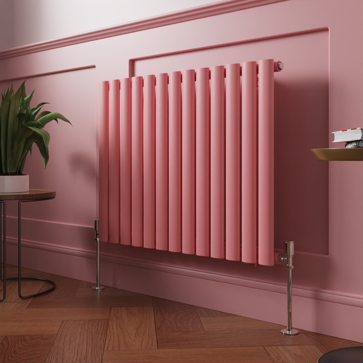 Norden 600 x 768mm Rose Clair Pink Single Horizontal Oval Column Designer Radiator