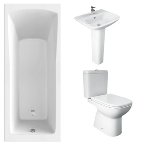 RAK Origin Modern Bathroom Suite and Single Ended Bath with Front Panel - 1700 x 700mm