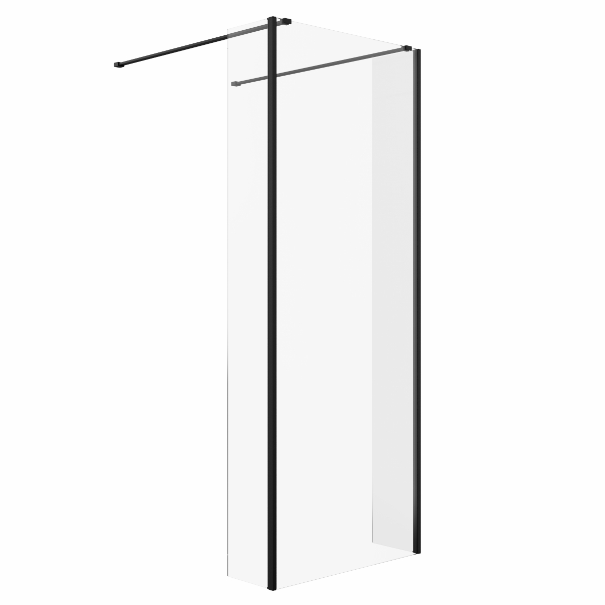 Wasdale 800mm Black Walk Through Wet Room Screen with 215mm Hinged Return Screens