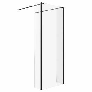 Wasdale 800mm Black Walk Through Wet Room Screen with 215mm Hinged Return Screens