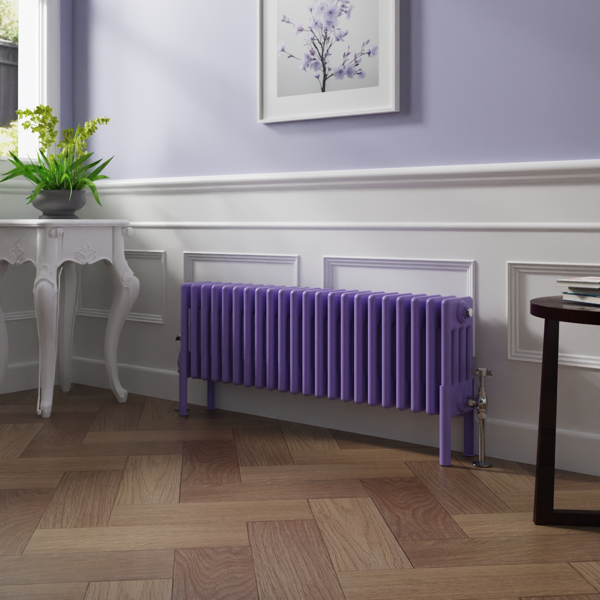 Bern 300 x 1010mm Elegant Purple Four Column Horizontal Traditional Radiator