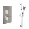 Beauly Chrome Twin Square Handle Concealed Valve with Riser Rail (1 Outlet)