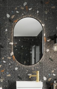 Cabe - 500 x 800mm LED Mirror with Demister & Matt Black Frame
