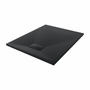 Terra - 1000x800mm Slate Effect Rectangle Shower Tray Black