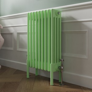 Bern 600 x 605mm Traditional Pastel Green Horizontal Four Column Radiator