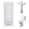 Wellington Close Coupled Toilet with White Seat & 560mm 1 Tap Hole Basin with 1700 x 700mm Traditional Straight Bath Single Ended